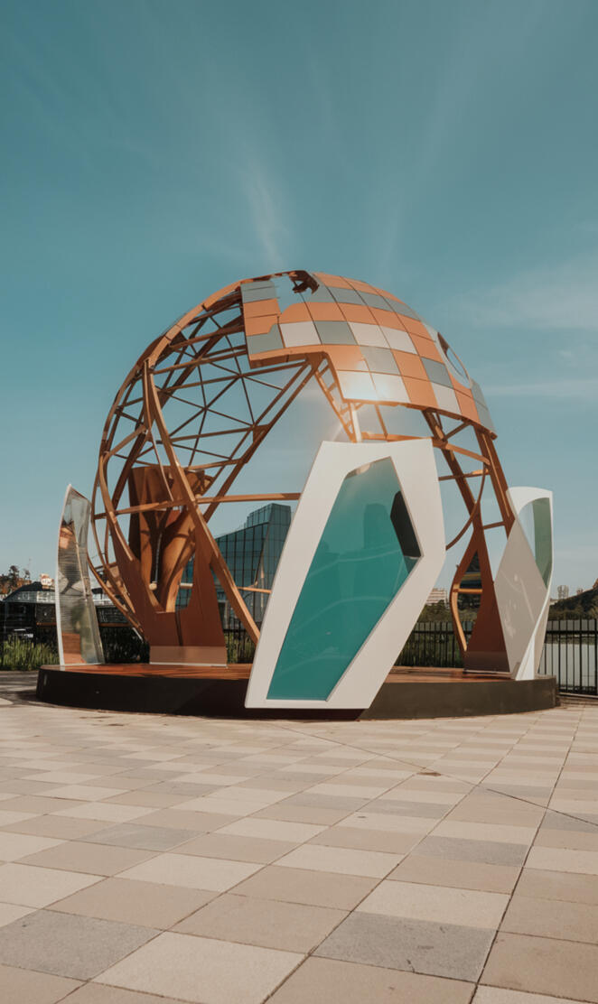 Futuristic Globe Sculpture: The Fusion of Art and Geometry