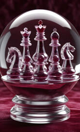 crystal 3 D Chess pieces inside 3D Crystal Sphere