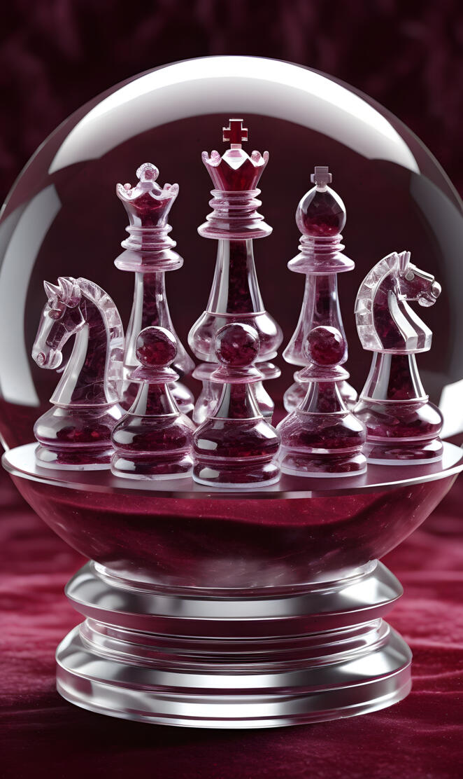 crystal 3 D Chess pieces inside 3D Crystal Sphere