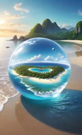 Heart-Shaped Island In Glass