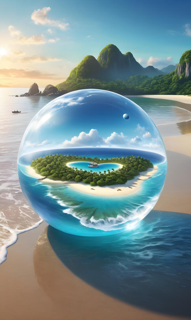 Heart-Shaped Island In Glass