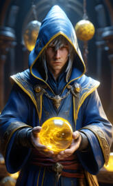 Blue Mage holding a enemy skill materia