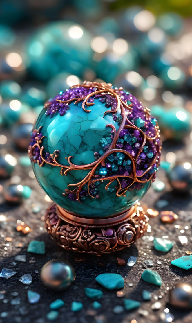 turquoise & amethyst orb