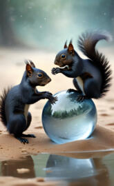 a squirrel holding a squirrel