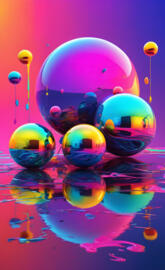 multi colored reflective spheres, looks quite unique