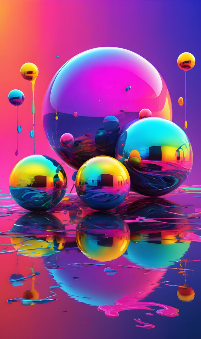 multi colored reflective spheres, looks quite unique