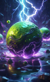 green spheres on the water 3