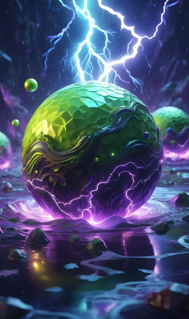 green spheres on the water 3