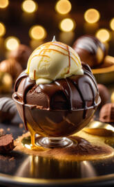 a chocolate cupcake with a scoop of ice cream on top