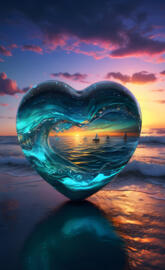 a blue sphere with water and clouds