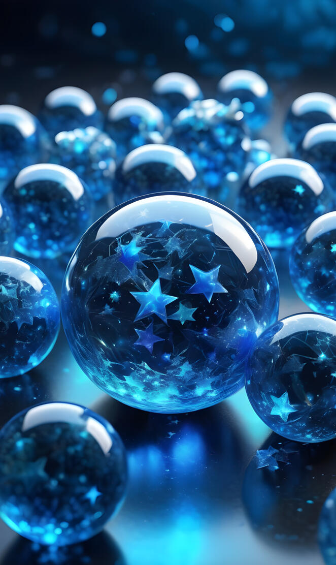 a group of blue and white sphere