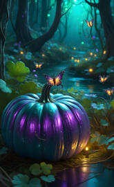 a blue sphere with butterflies around it