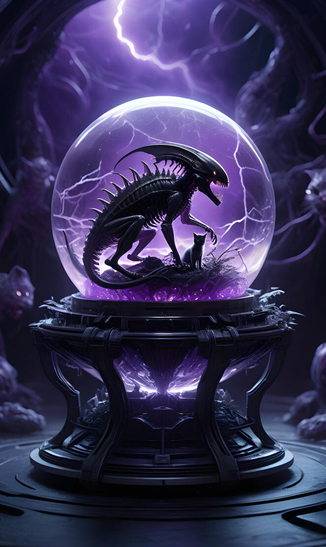 purple xenomorphic cat