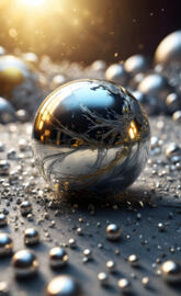 a glass sphere with water drops on it