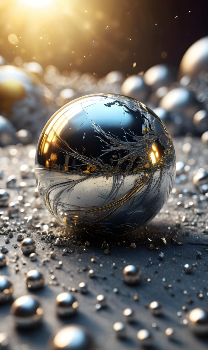 a glass sphere with water drops on it