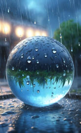 a blue sphere with water droplets on it