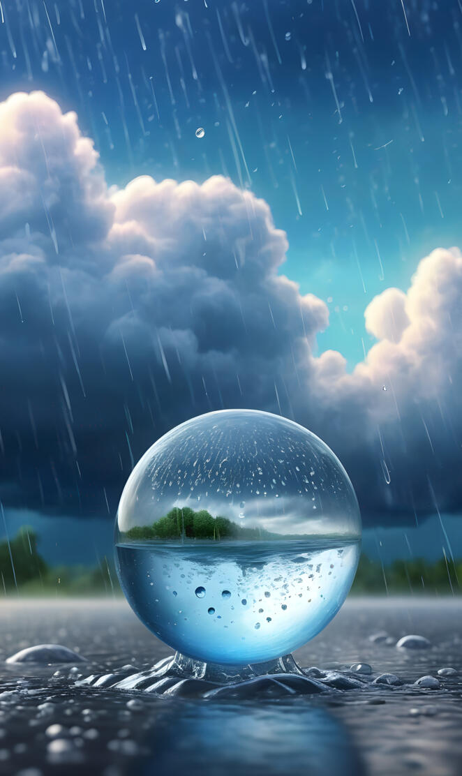 a glass sphere with water drops on it