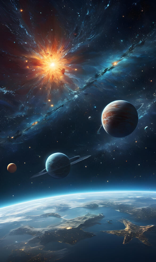 Star about to go nova as seen from alien planet.