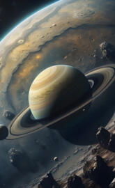 Saturn orbiting