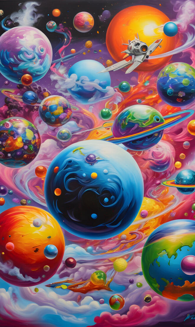 a group of colorful bubbles