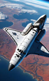Futuristic Space shuttle orbiting