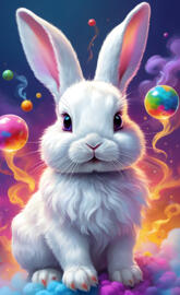 a rabbit with balloons