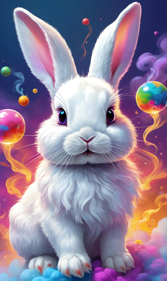 a rabbit with balloons