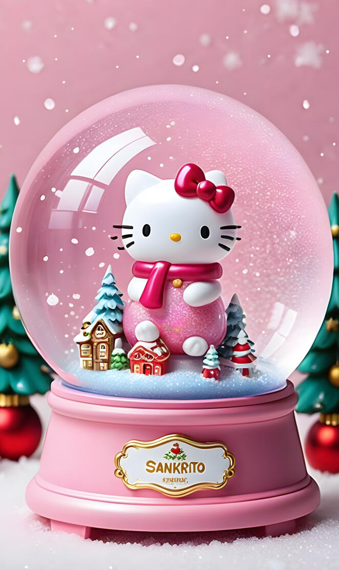 cute pink kawaii christmas globe