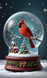 a bird in a snow globe