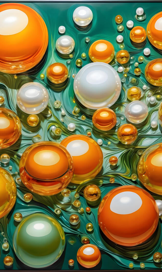 green orange white globes