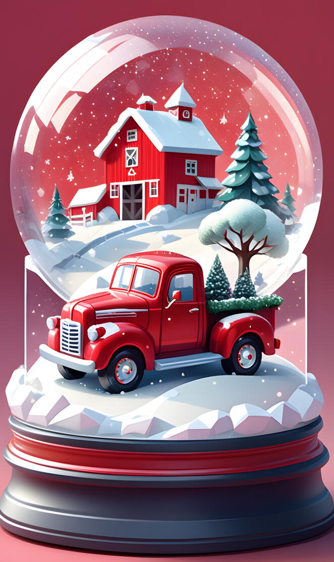 snow globe on the farm winters day