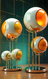 futuristic orange white globes