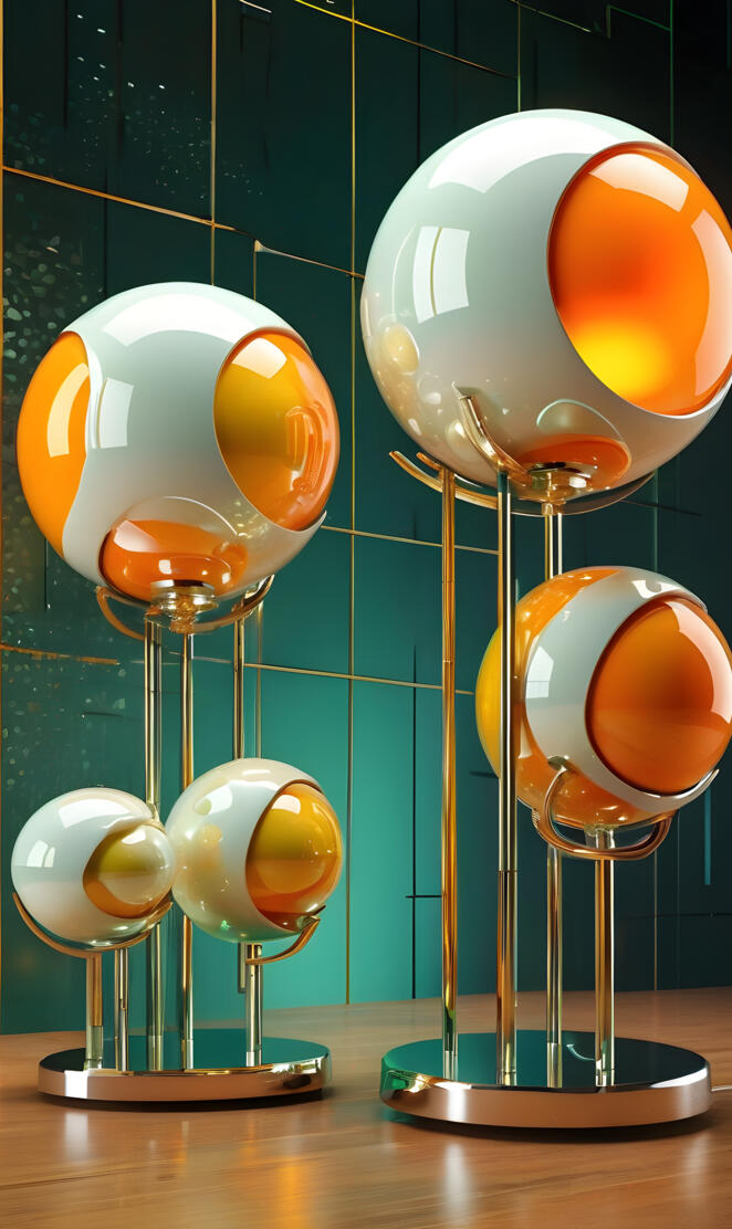 futuristic orange white globes