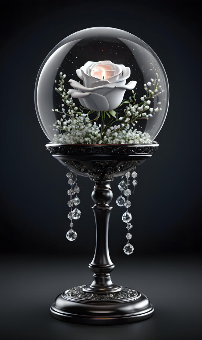 Gray rose candle globe