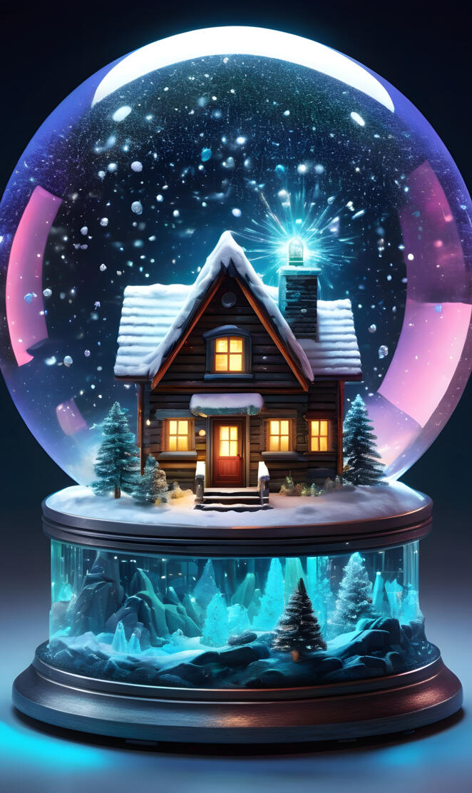 snow globe country home and underground ice world