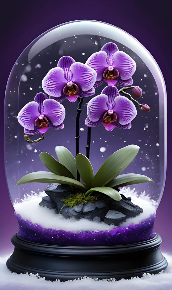 phalaenopsis Orchid in Snow Globe