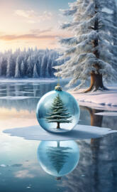 Globe on an icy lake