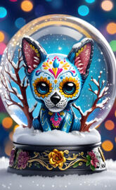 snow globe sugar skull puppy