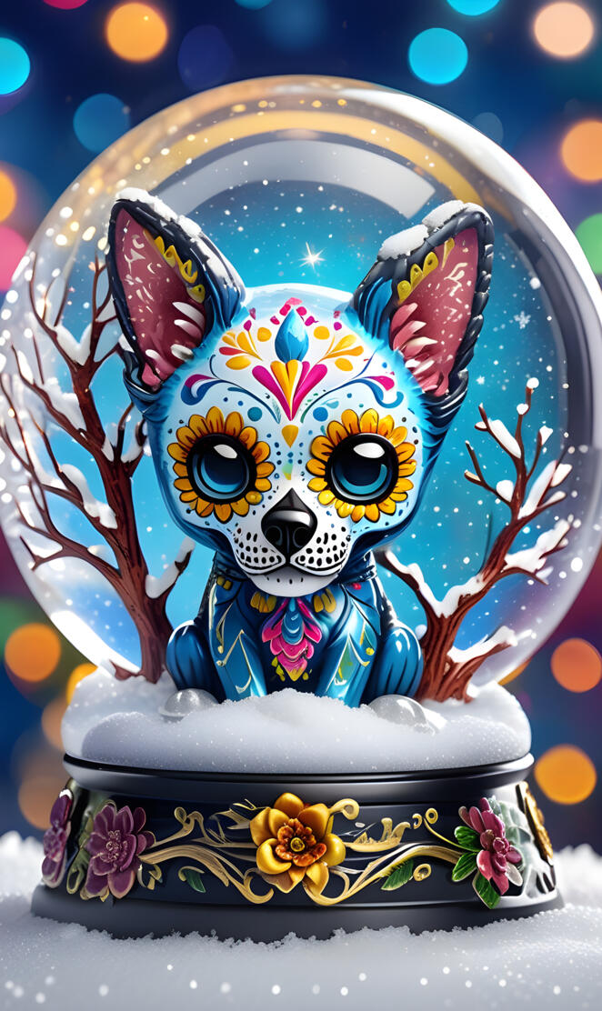 snow globe sugar skull puppy