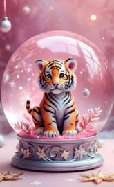 a glass ball with a small cute tiger inside