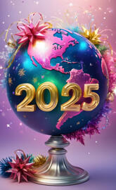 a colorful globe with a flower design