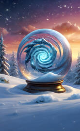 a glass globe in the snow