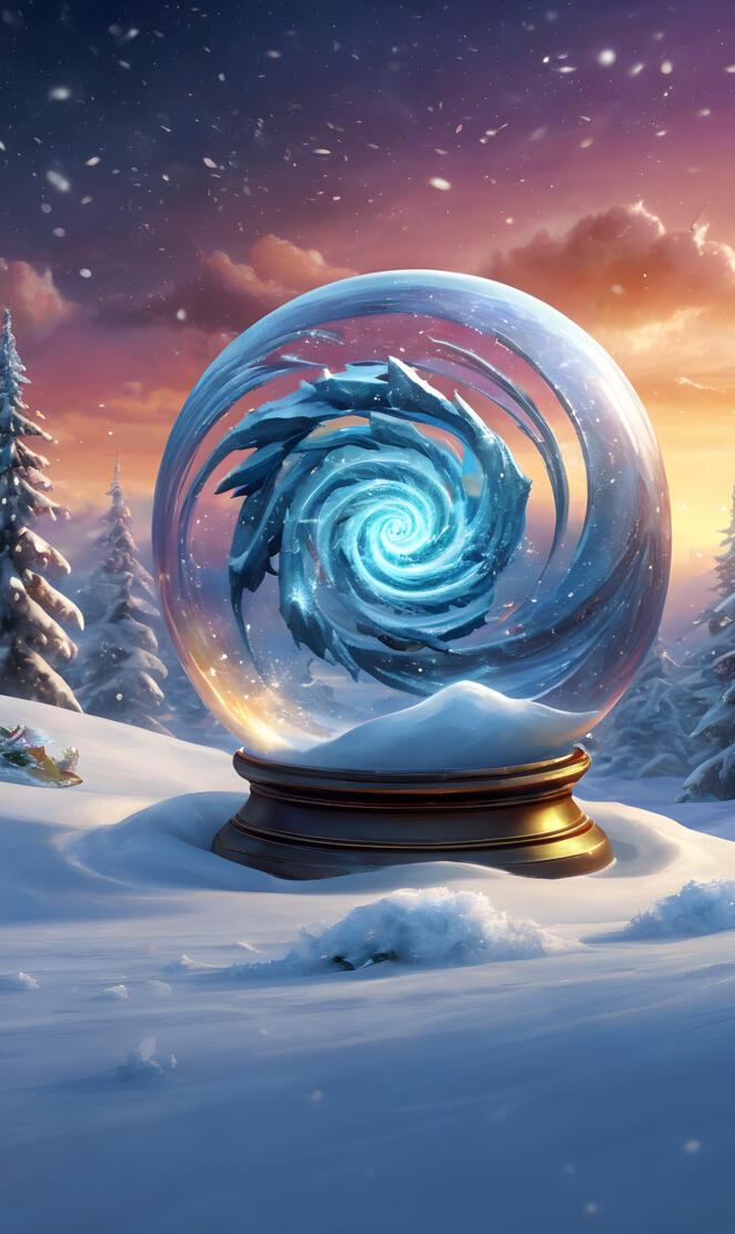 a glass globe in the snow