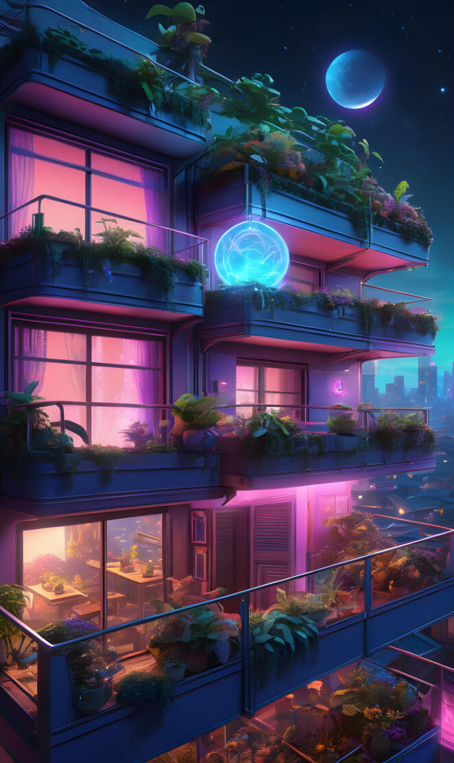 Bioluminescent Plankton Globe ColdLight Lunarpunk Balconies
