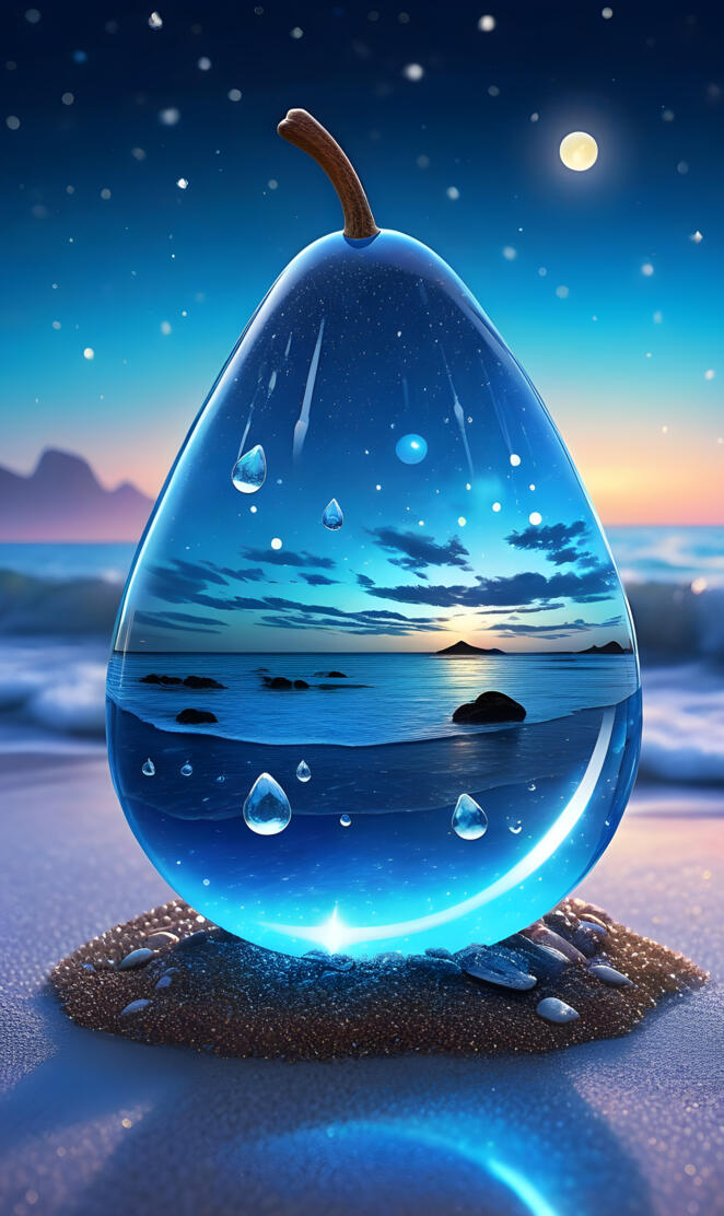 a snow globe with a blue sky