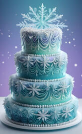 a blue and white snow globe