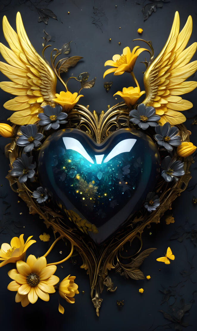 a blue globe with yellow flowers