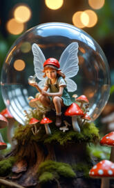 globe and fairy holding a bead