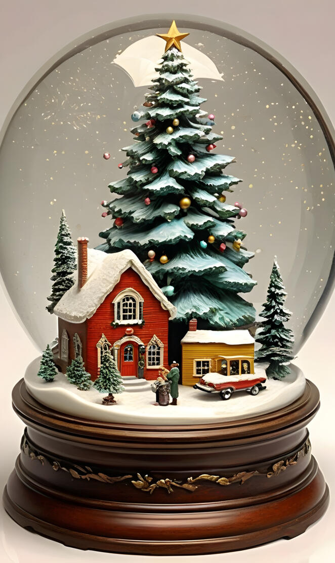 Norman Rockwell Christmas in a beautiful snow globe