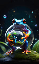 Frog World Take Over - Globe - World - Fantasy - Rainbow